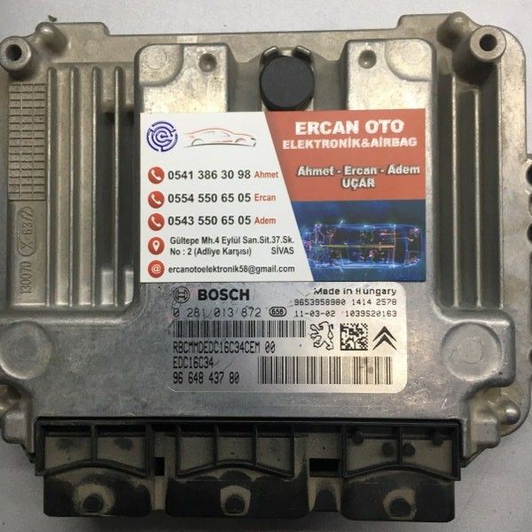 Peugeot 308 1.6 motorbeyni,0281 013 872,0281013872,96 648 437 80,9664843780,edc16c34