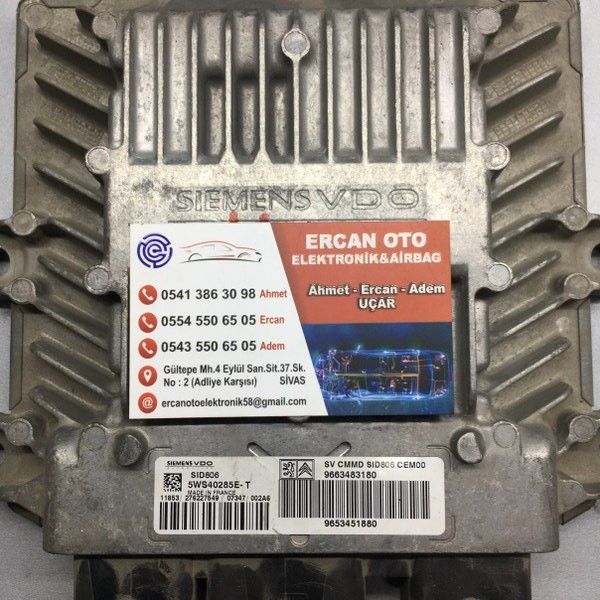 Citroen C2 1.4 HDI ECU Beyin Siemens 5WS40285E-T 9653451880 9663483180 SID806 CEM00