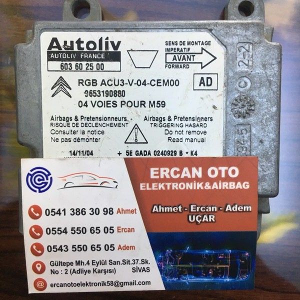 Peugeot Partner , Citroen Berlingo Airbag Beyni Autoliv 9653190880 603 60 25 00
